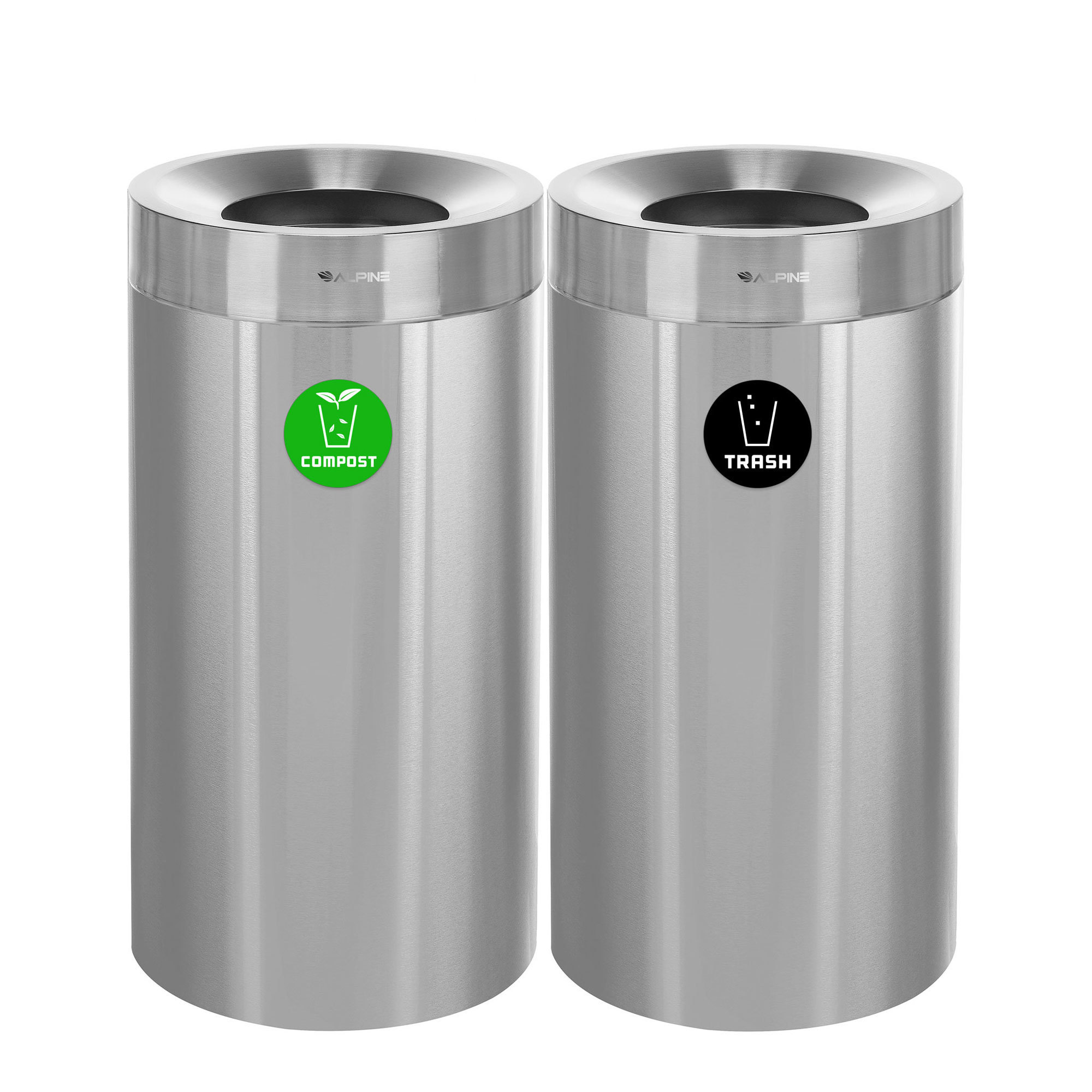 Alpine, 54 Gallon Stainless Compost Bin and Trash Can, Capacity 54 Gal, Model# ALP475-27-CO-T